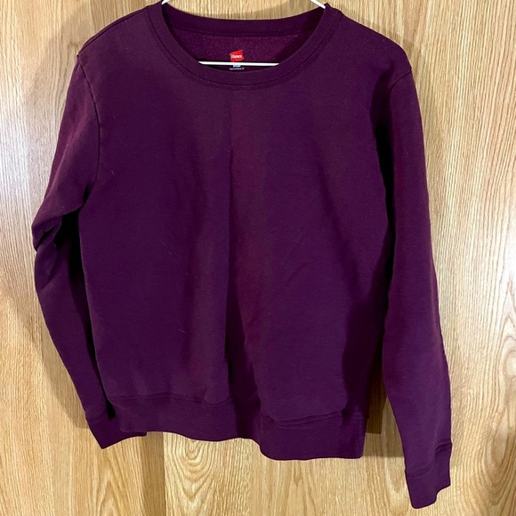 Hanes Maroon Basic Crew Pullover Sweatshirt - Picture 1 of 3